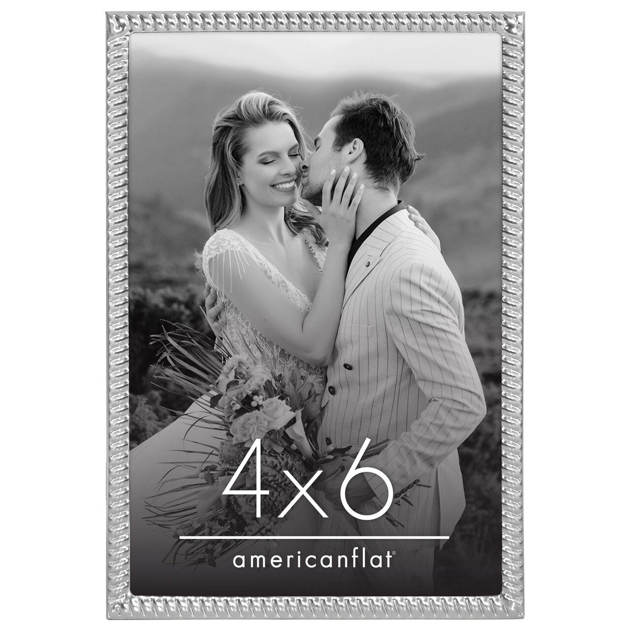 Americanflat Picture Frame with Rope-Style Textured Detailing - Modern Metal Picture Frames with Shatter-Resistant Glass - Elegant Gallery Style Frame for Tabletop or Wall Display